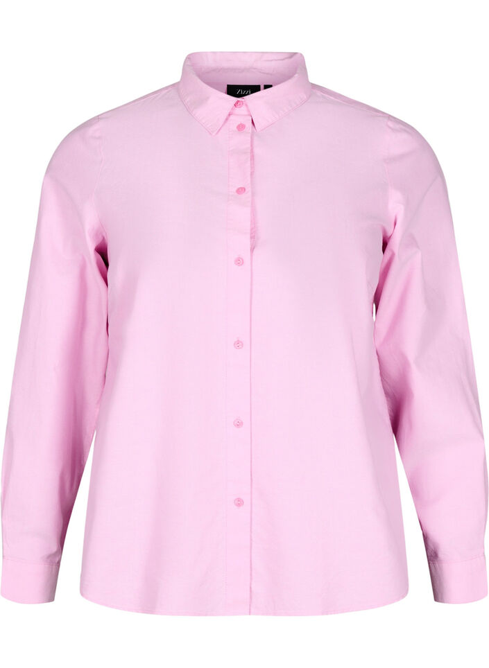 Chemise &agrave; manches longues en coton, Rose, Packshot image number 0