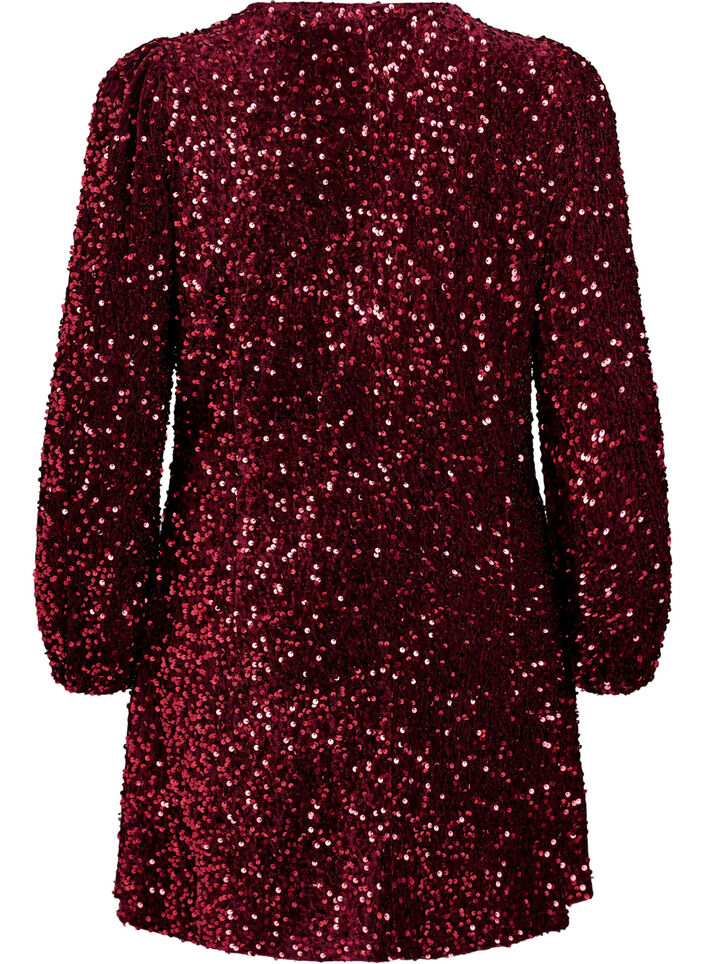 Robe courte évasée à sequins, Rouge, Packshot image number 1