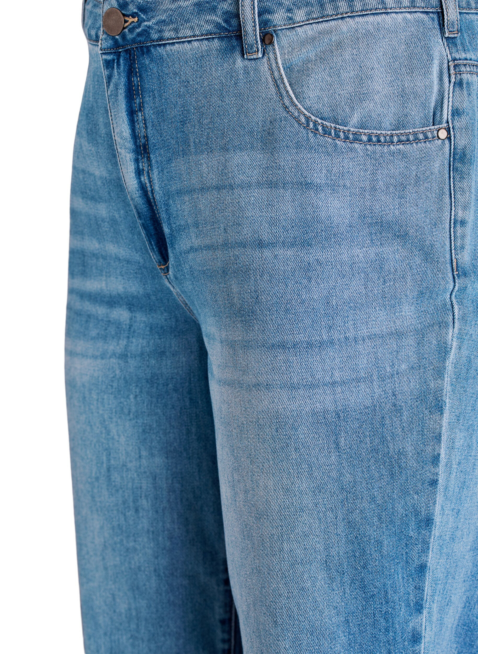 ZizziJean cropped Kiana &agrave; coupe droite avec d&eacute;tails boutonn&eacute;s, Bleu Clair, Packshot image number 2