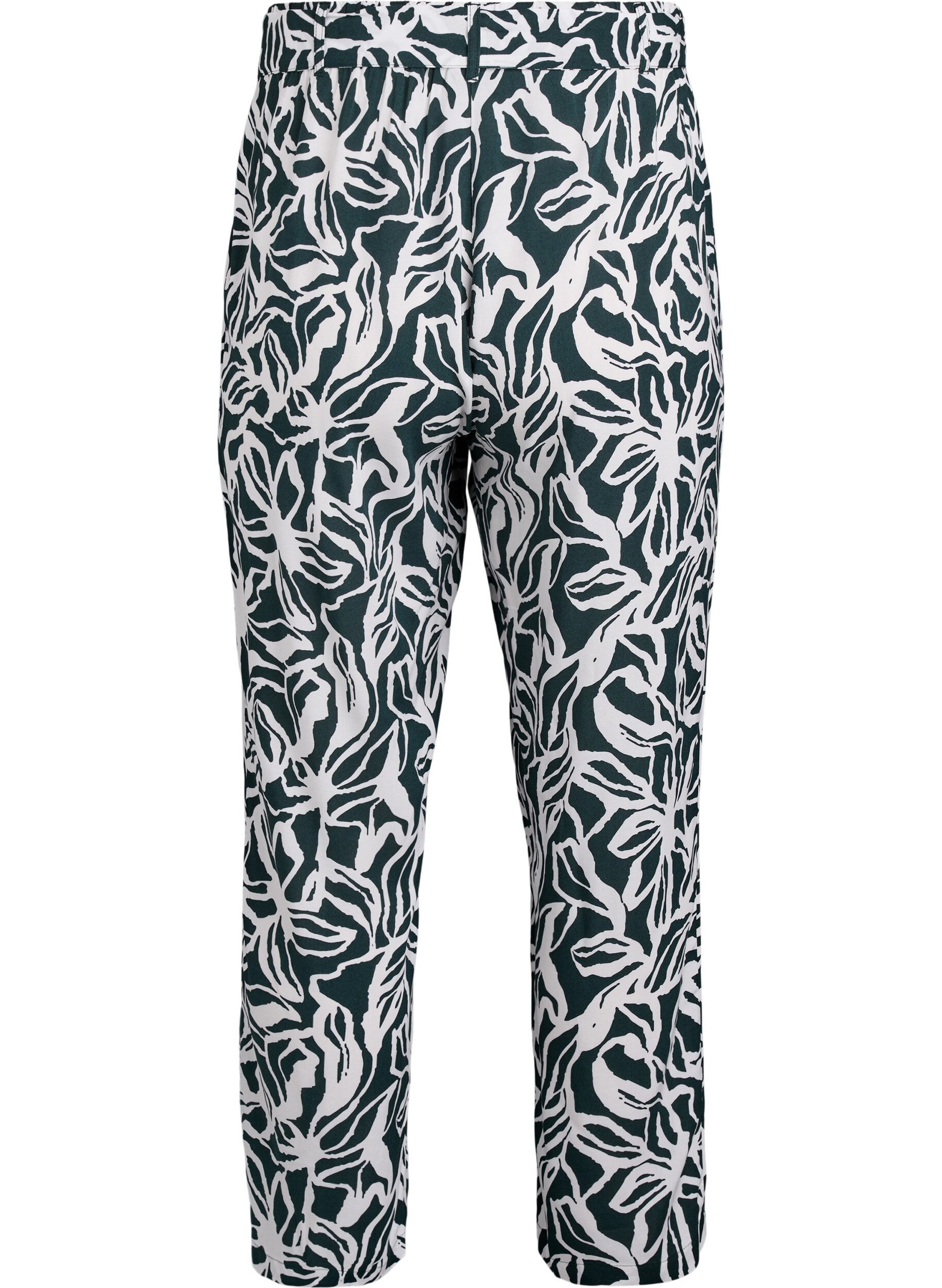 ZizziPantalon taille haute en viscose, Vert fonc&eacute;, Packshot image number 1