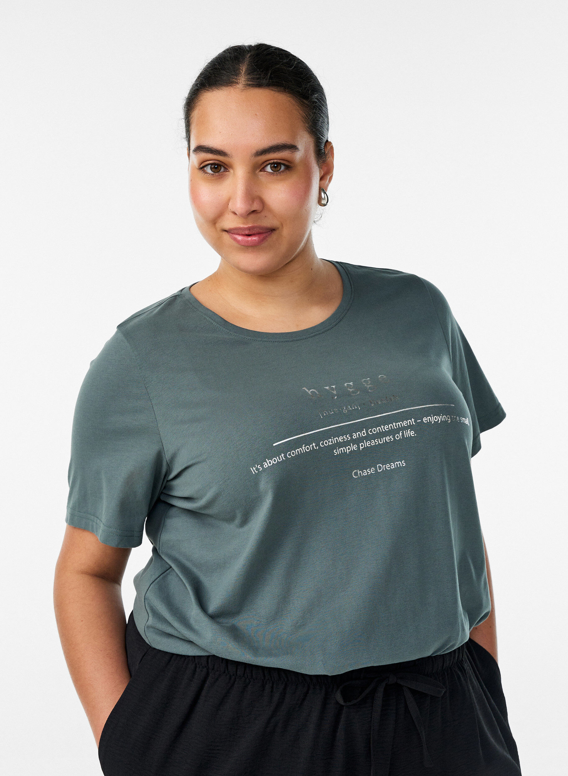 T-shirt imprim&eacute;, Vert, Model