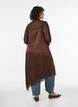 Robe en satin avec dentelle et ourlet asym&eacute;trique, Marron, Model image number 2