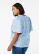 Blouse en broderie anglaise avec manches courtes bouffantes, Bleu, Model image number 2