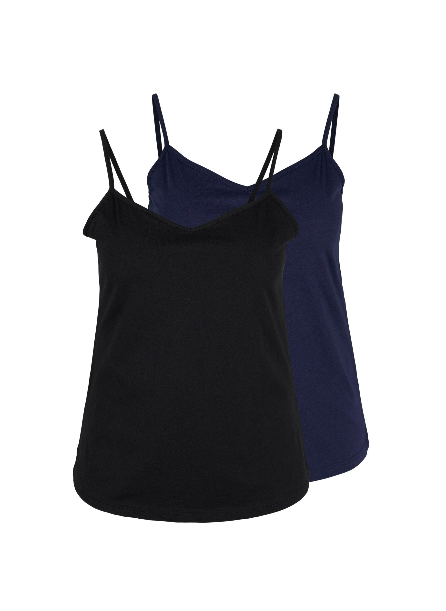 Zizzi Lot de 2 hauts basiques en coton, Black/Navy B, Packshot image number 0