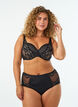 Culotte hipster en dentelle avec d&eacute;tail crois&eacute;, Noir, Model image number 0