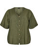 Chemise en coton &agrave; manches courtes avec col V, Vert, Packshot image number 0