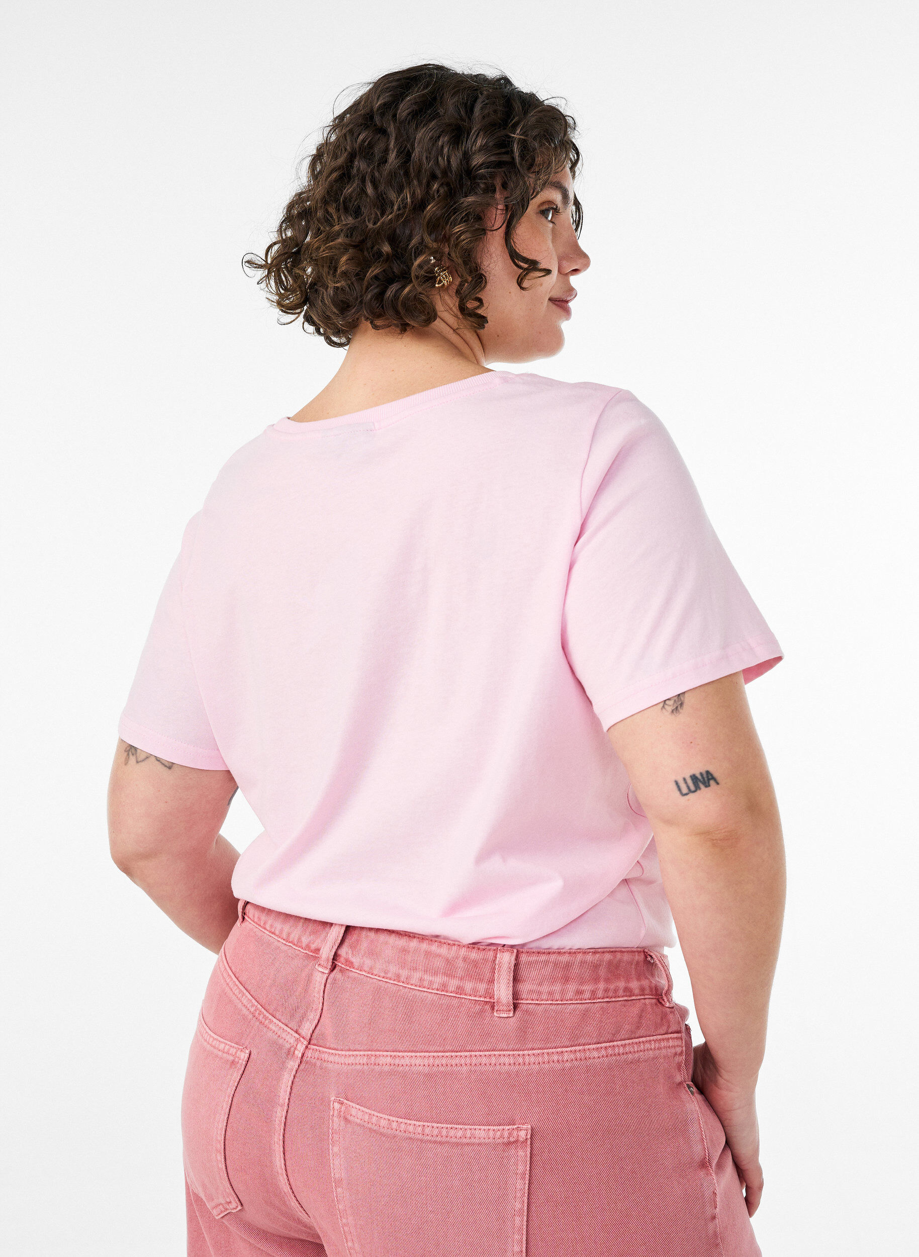 ZizziT-shirt en coton avec imprim&eacute; devant, Rose, Model image number 2