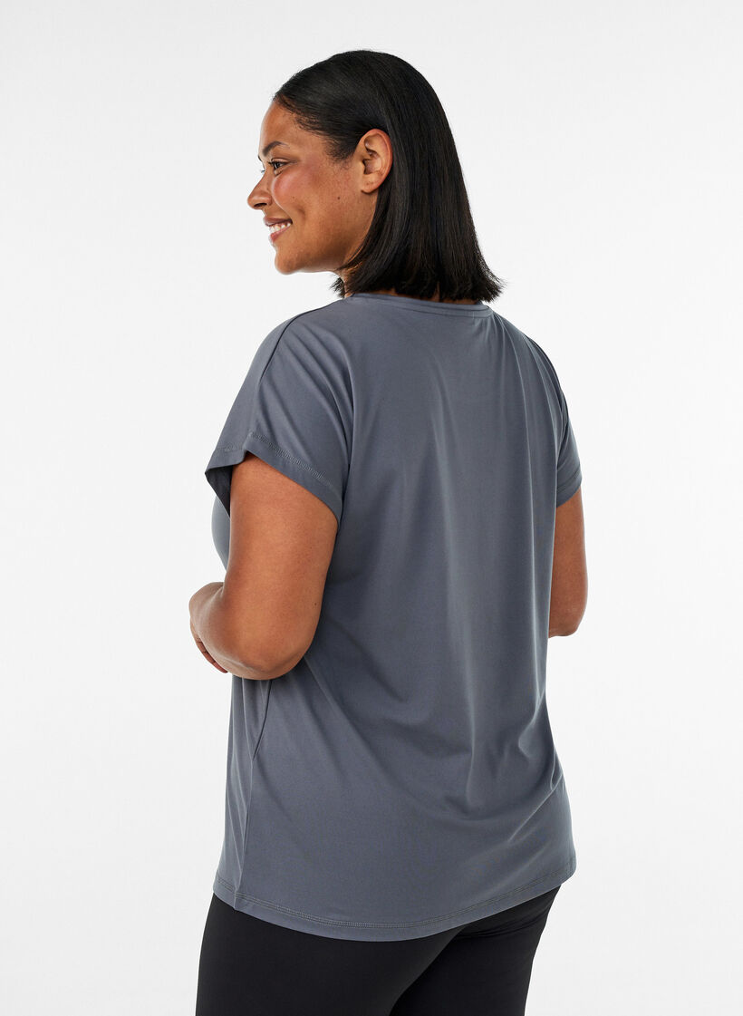 T-shirt de sport couleur unie, Gris, Model image number 2