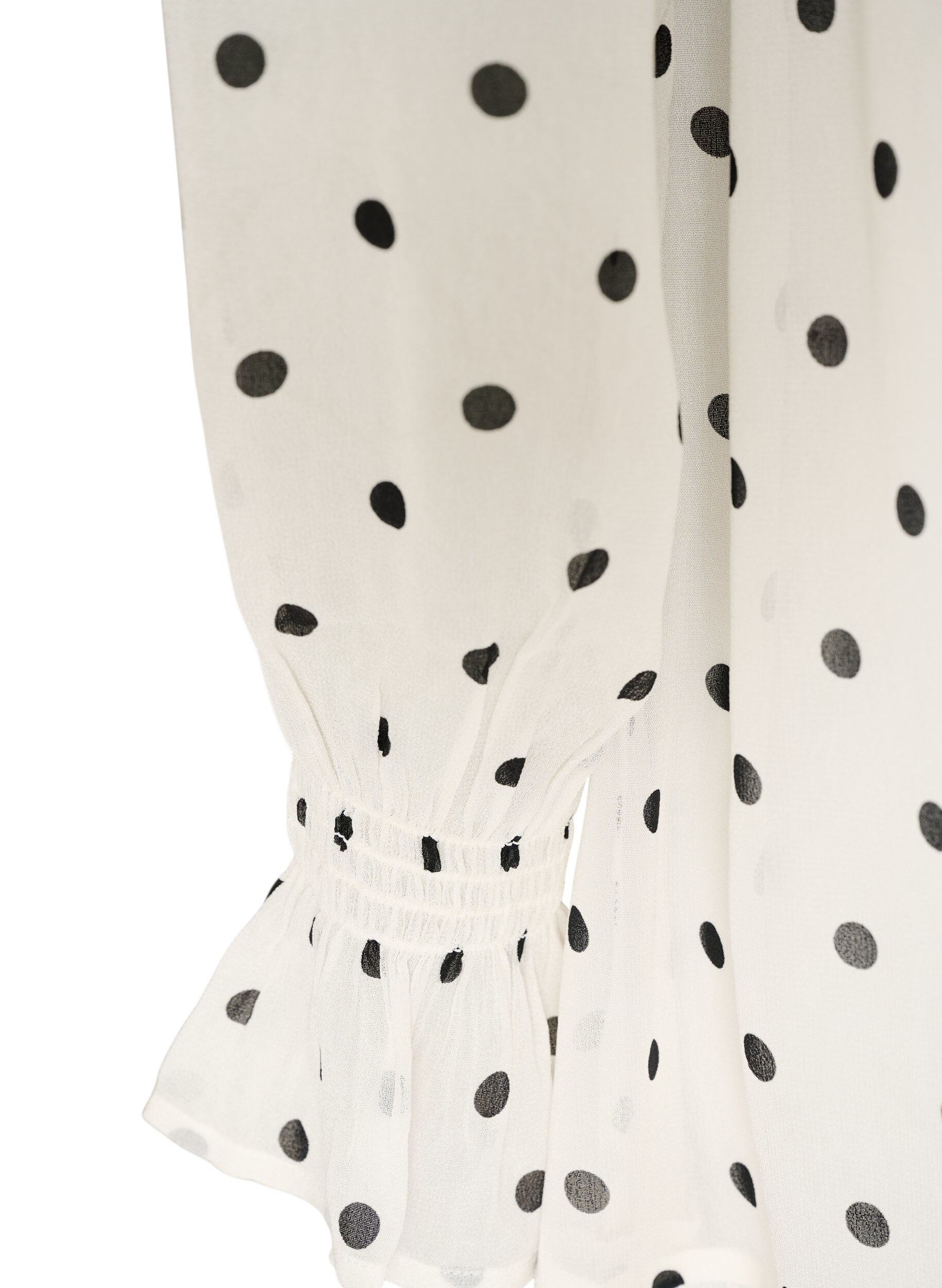 ZizziRobe en viscose avec volants et manches transparentes, Blanc, Packshot image number 3