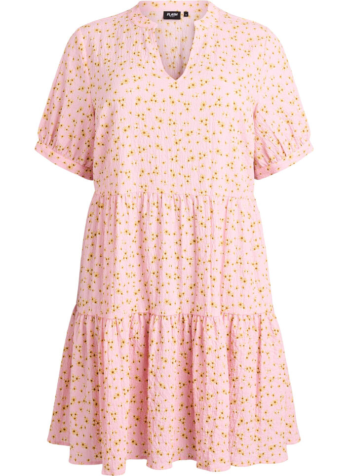 Robe courte &agrave; coupe &eacute;vas&eacute;e, Rose, Packshot image number 0
