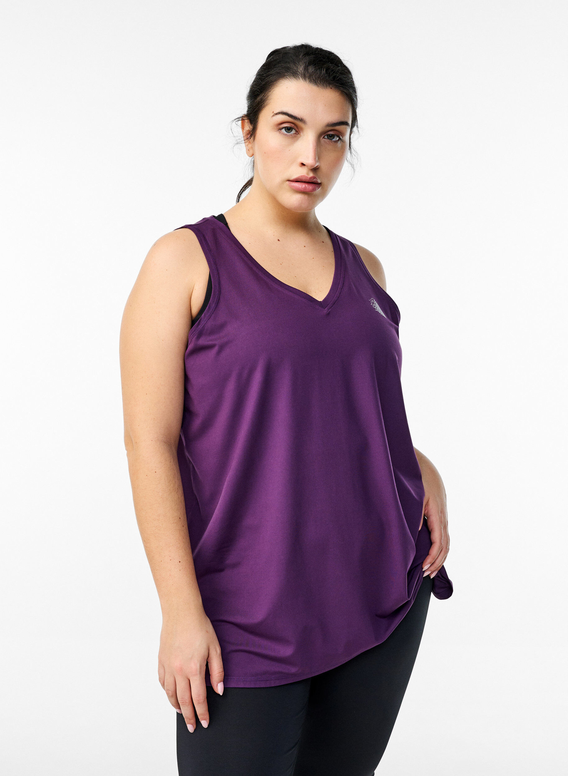 ZizziTop de sport avec col en V, Violet, Model image number 0