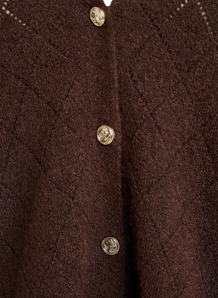 Cardigan &agrave; motif arlequin et col en V, Marron, Packshot image number 2