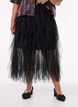 Jupe midi en tulle avec ceinture élastique, Noir, Model image number 2