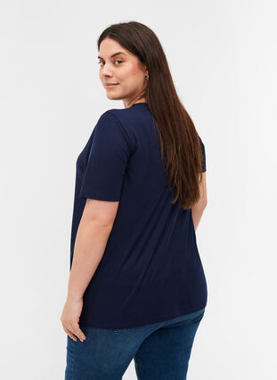 T-shirt à manches courtes en qualité côtelée, Navy Blazer, Model image number 1