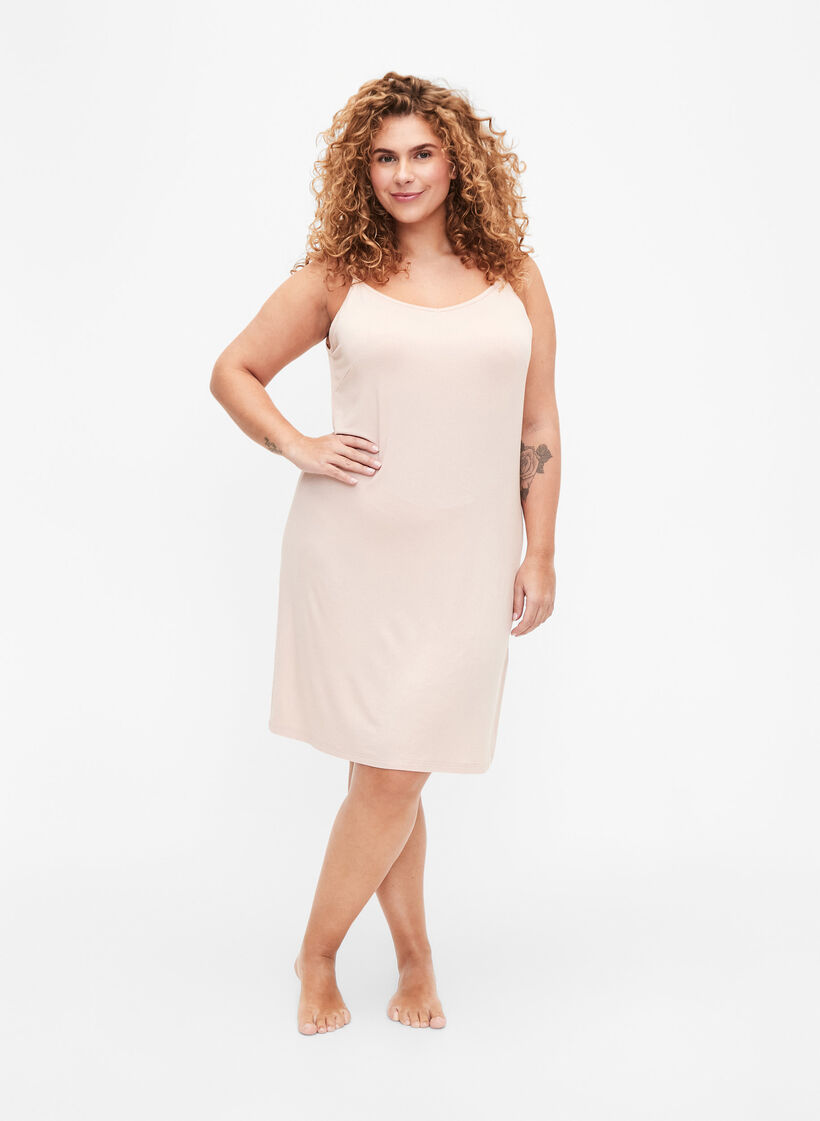 Dessous de robe en viscose uni, Vanille, Model image number 1