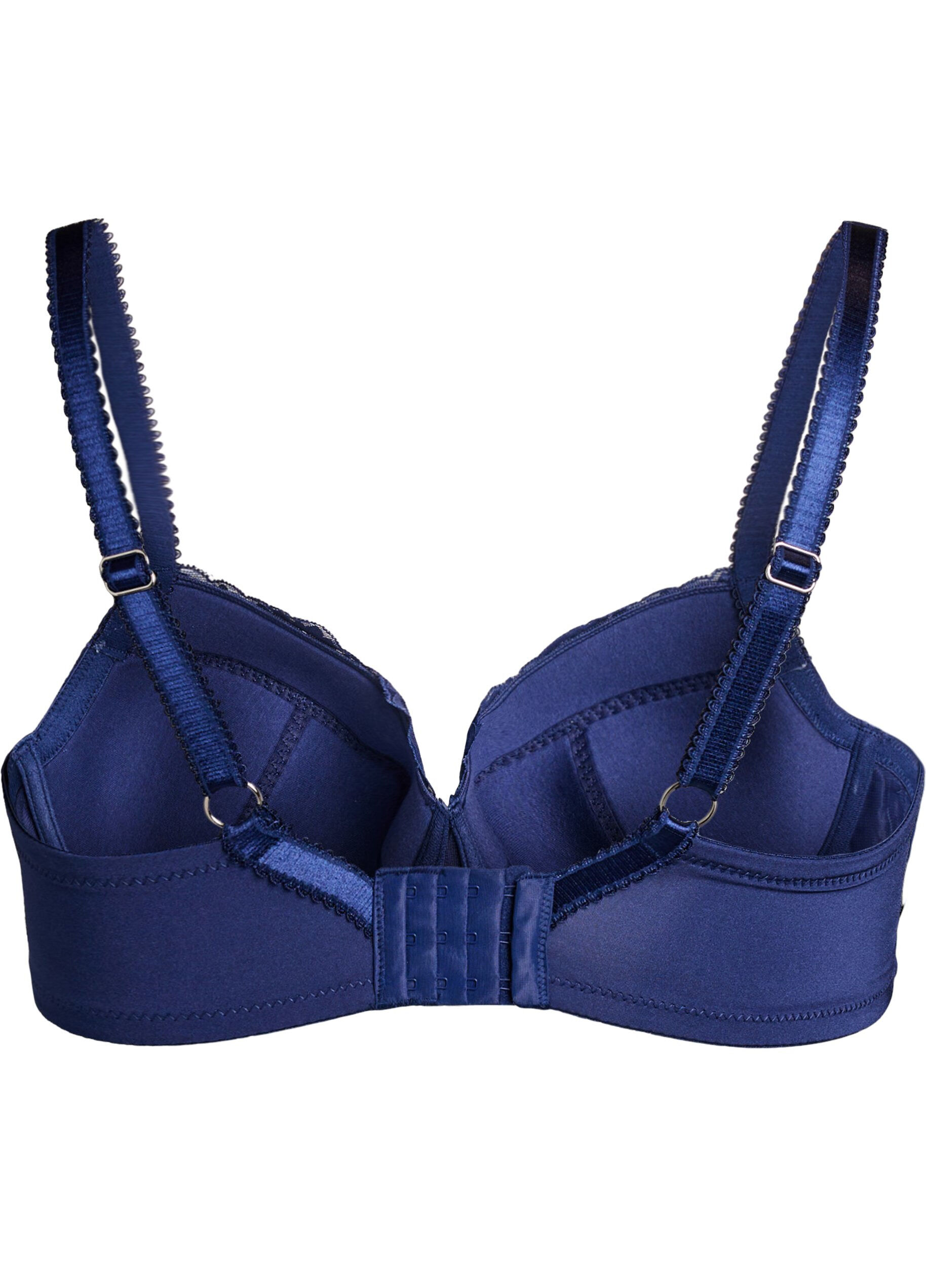 Zizzi Soutien-gorge rembourr&eacute; en microfibre avec dentelle, Bleu, Packshot image number 1
