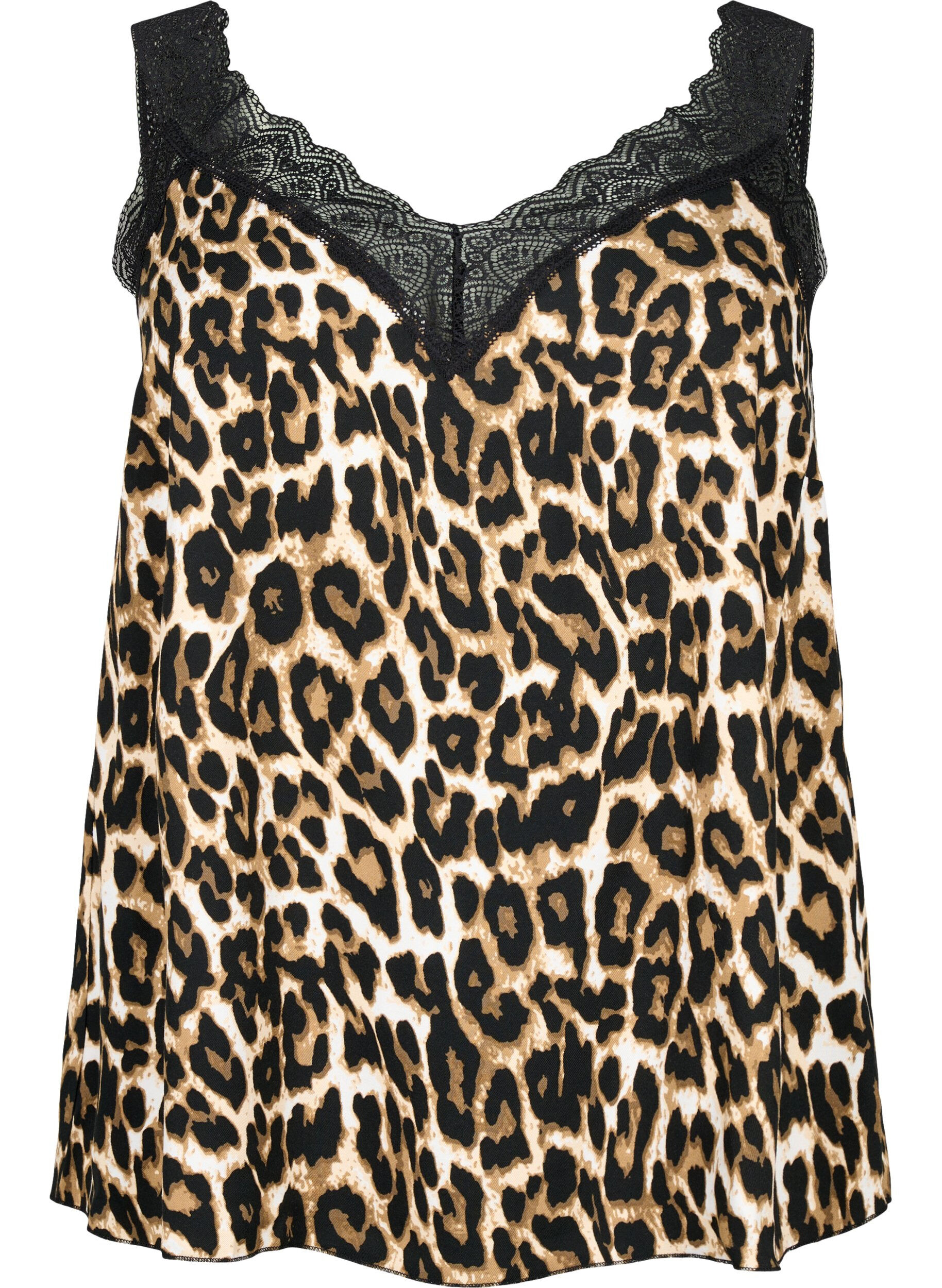 Zizzi Top avec dentelle en viscose, Leopard, Packshot image number 0