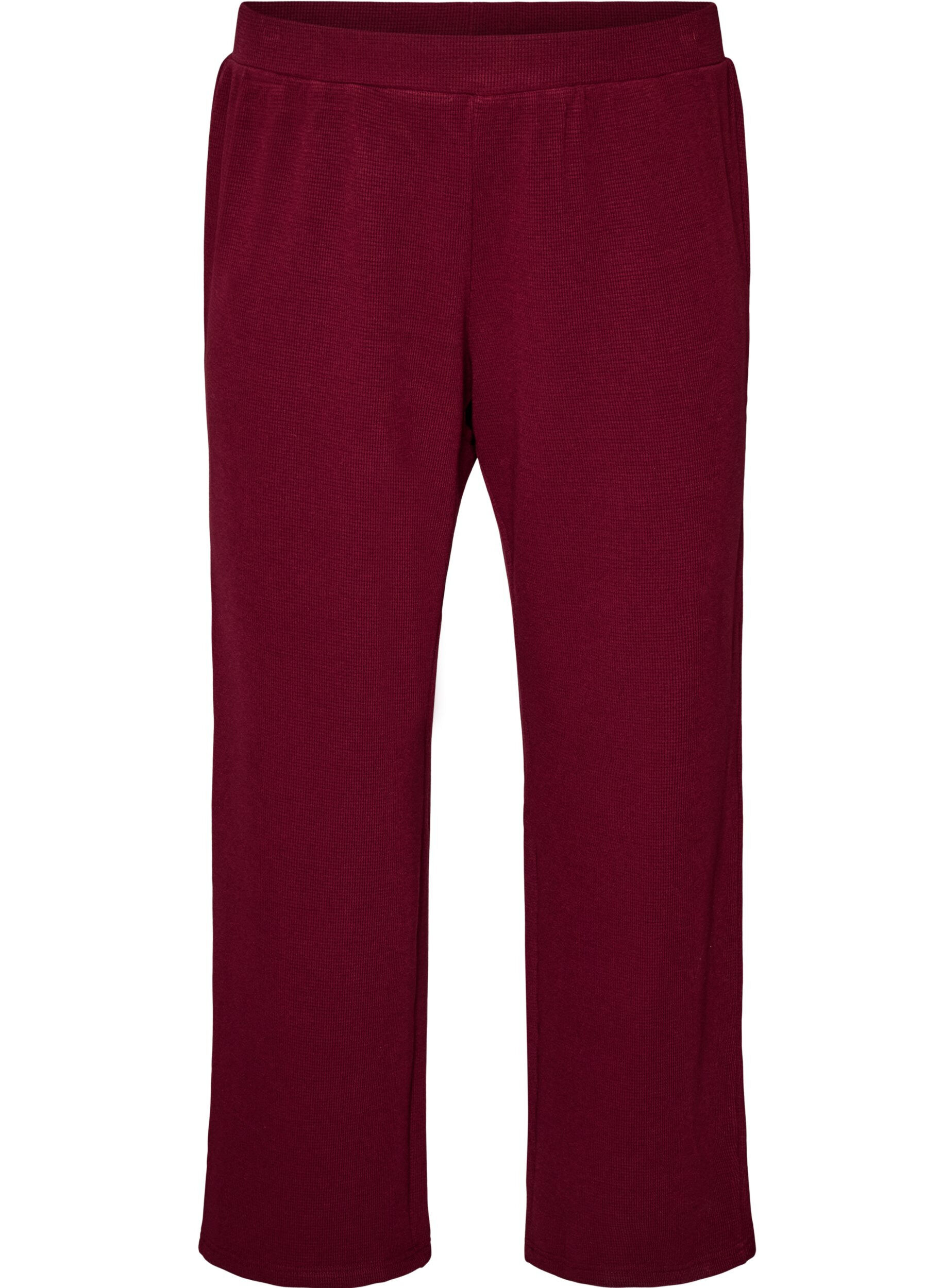 ZizziPantalon ample textur&eacute; &agrave; taille haute, Bordeaux, Packshot image number 0