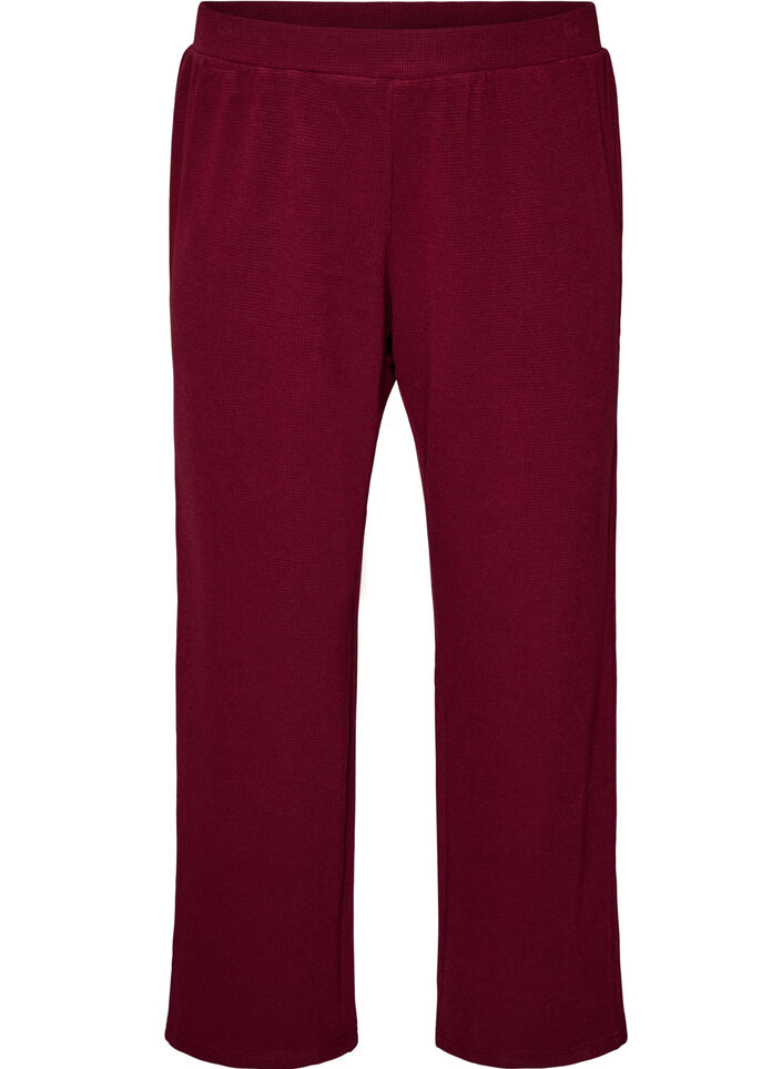 Pantalon ample textur&eacute; &agrave; taille haute, Bordeaux, Packshot image number 0