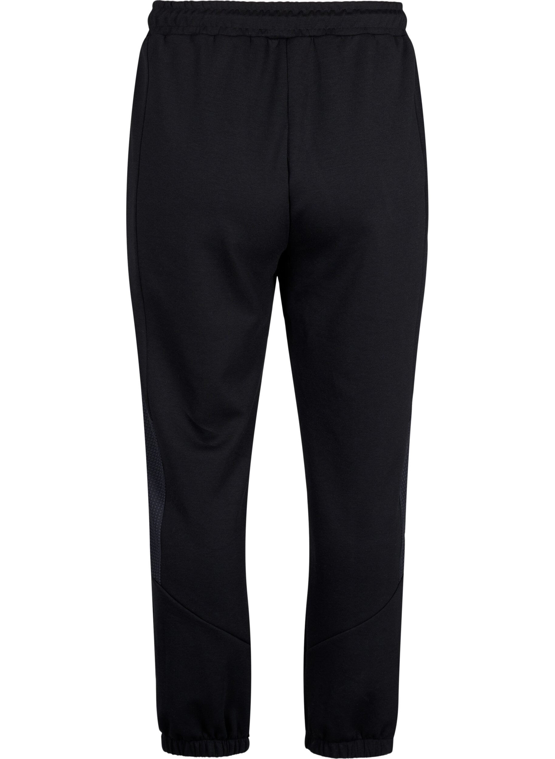 Zizzi Pantalons de surv&ecirc;tement avec d&eacute;tail textur&eacute;, Black, Packshot image number 1