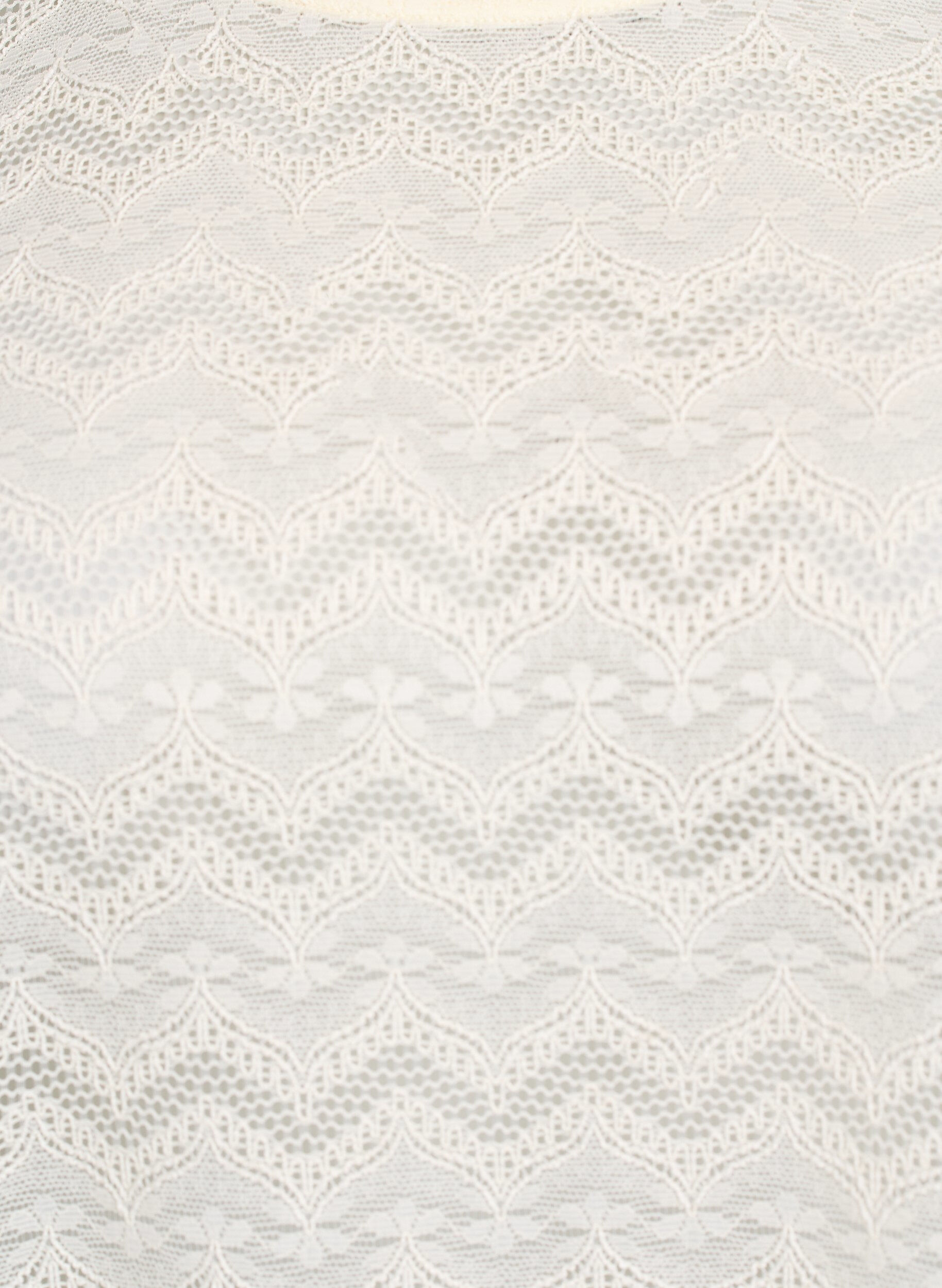 Zizzi Chemisier en dentelle &agrave; manches courtes et ourlet &eacute;chancr&eacute;, Vanille, Packshot image number 2