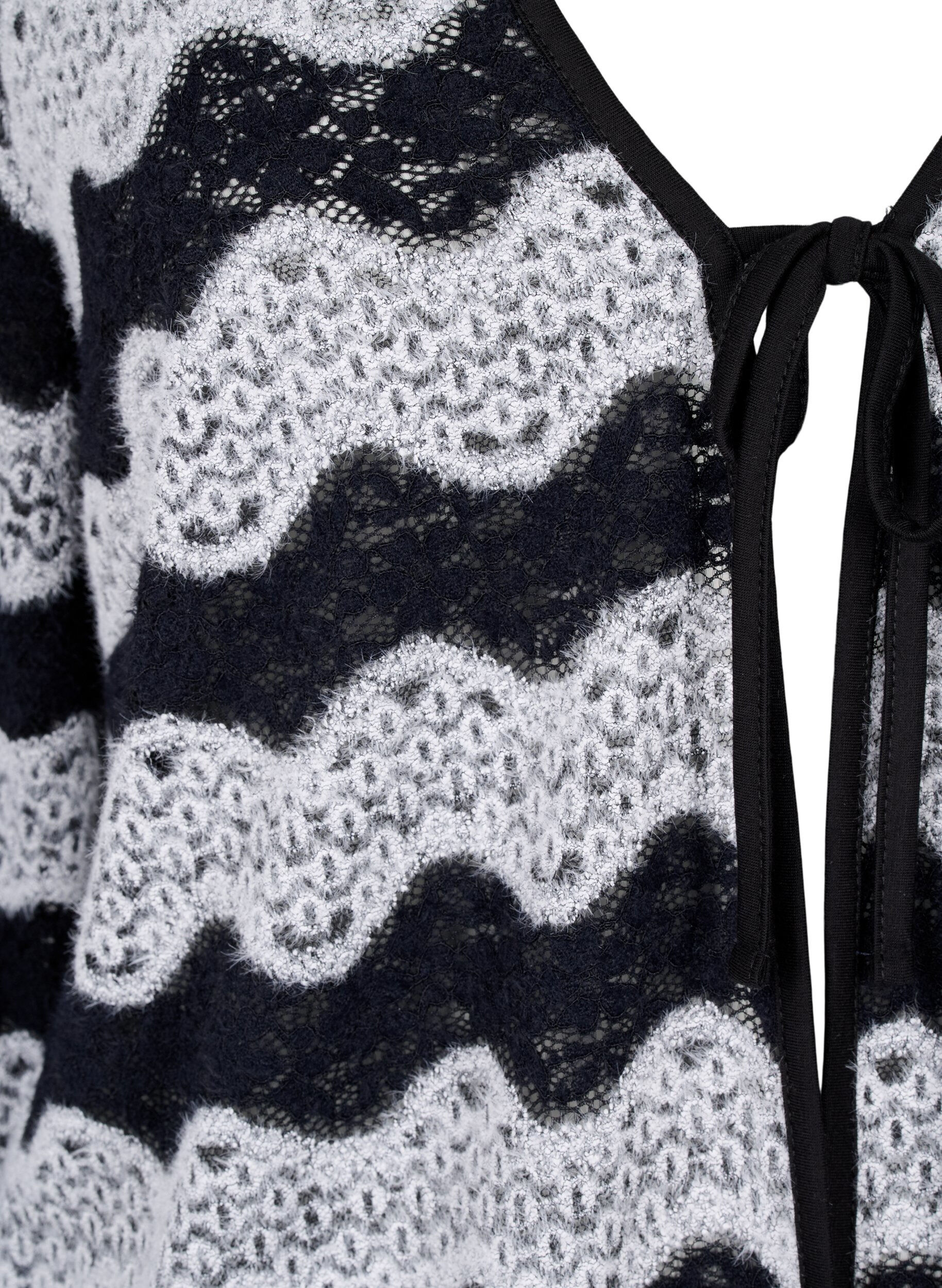 Zizzi Cardigan tricot&eacute; avec motif de vagues, Black Stripe, Packshot image number 2