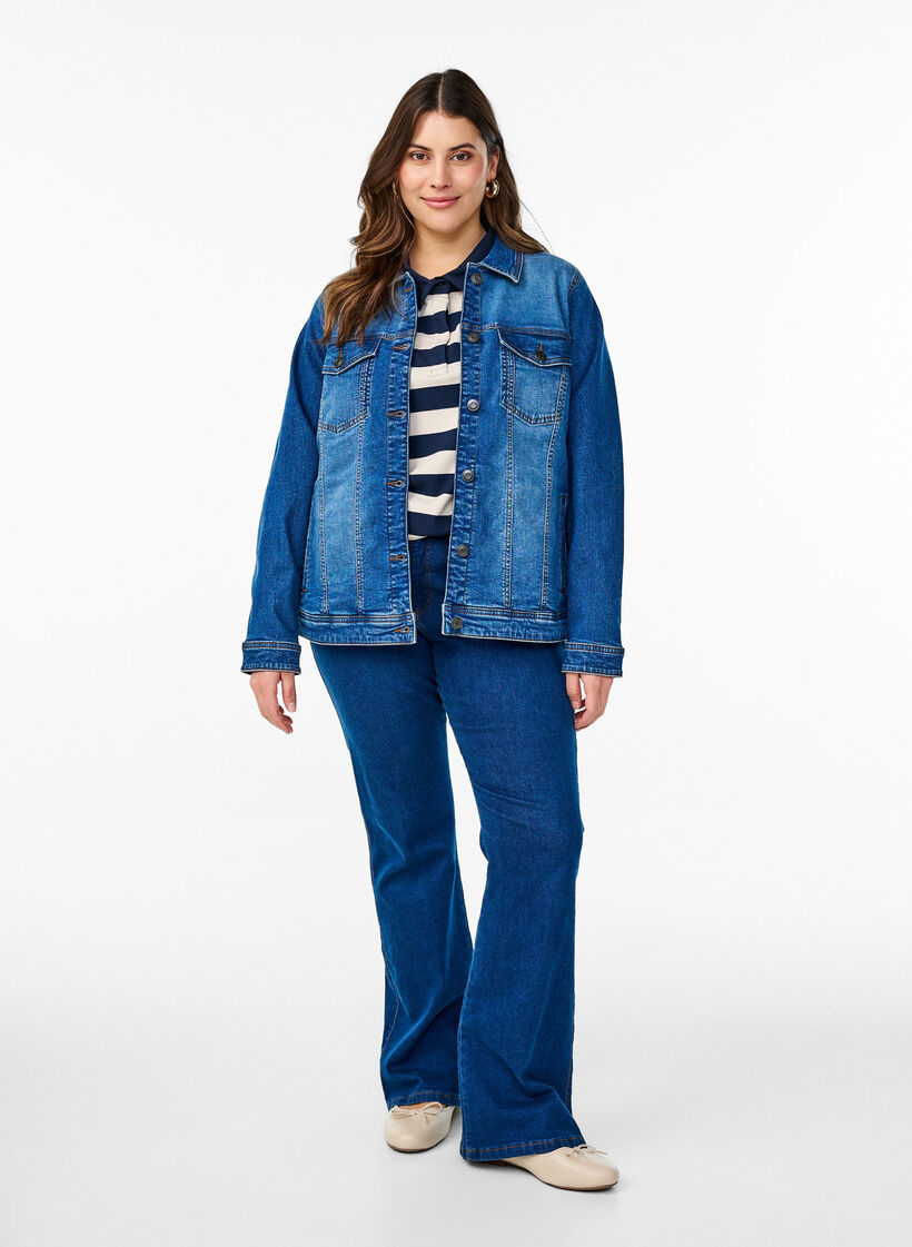 Veste en jean avec une coupe classique, Bleu, Model image number 1