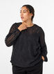 Blouse en mousseline avec un motif textur&eacute;, Noir, Model image number 0