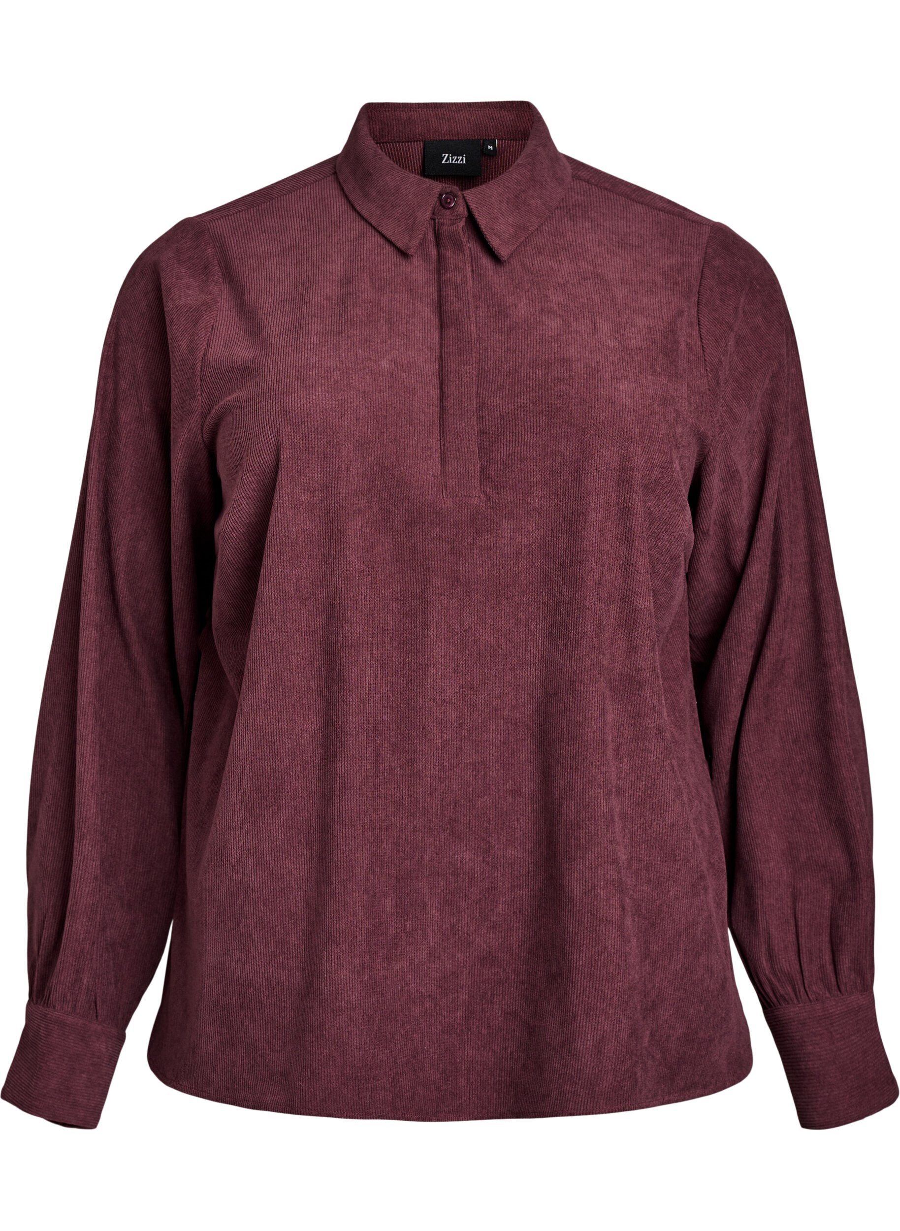 Chemise manches longues en velours c&ocirc;tel&eacute;