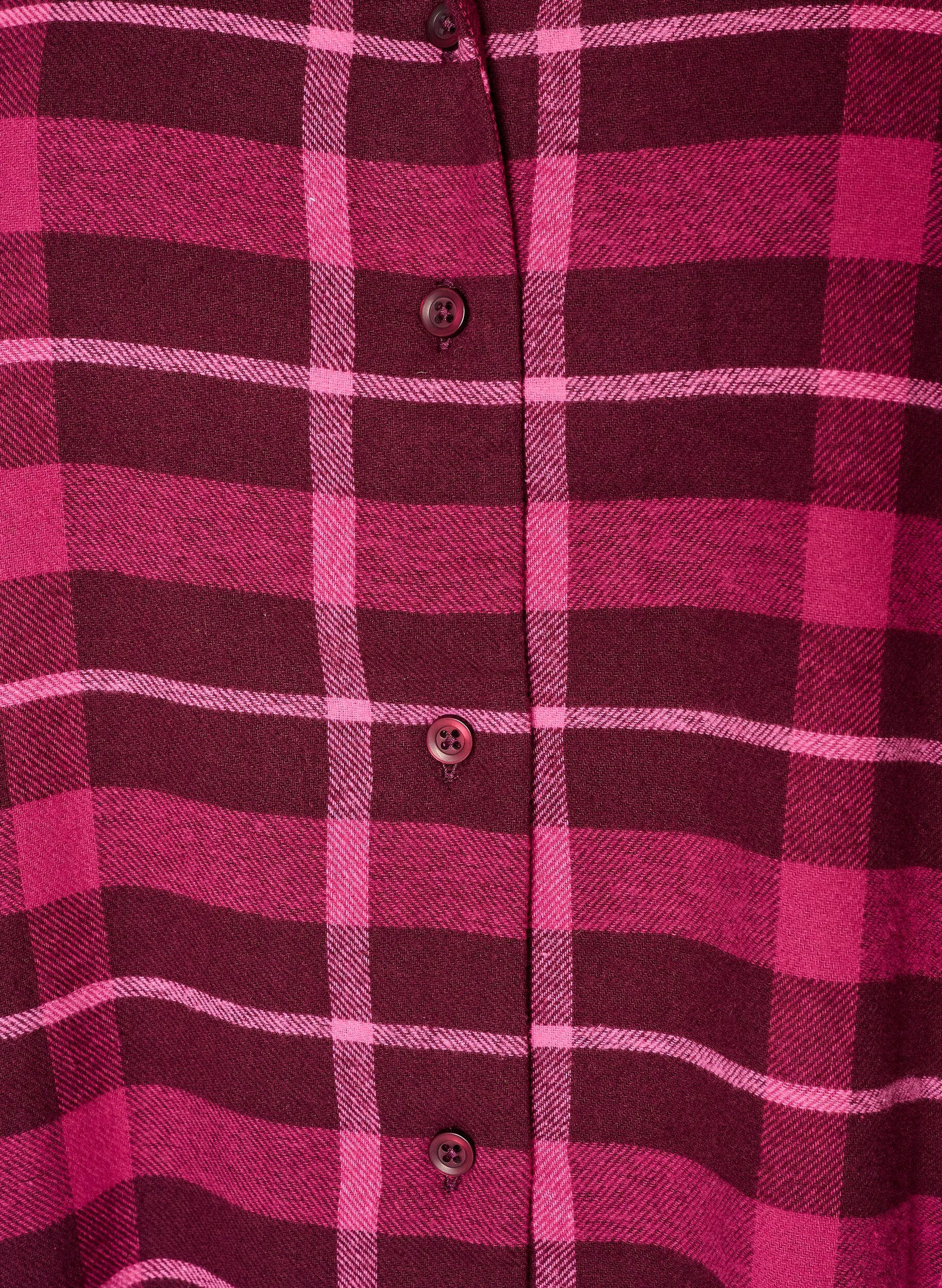 ZizziChemise de pyjama &agrave; carreaux en coton &agrave; manches longues, Bordeaux, Packshot image number 2