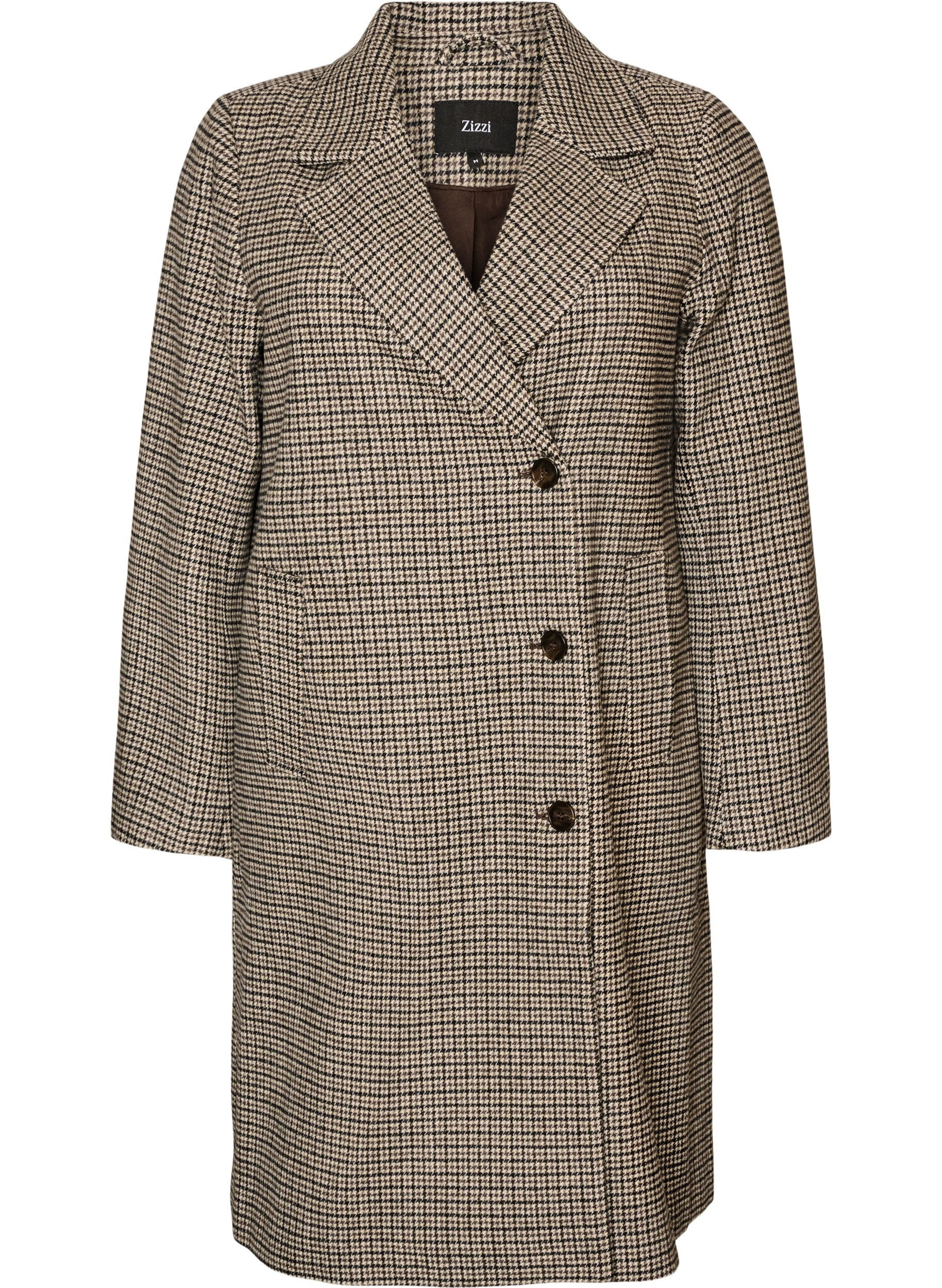 Manteau mi-long &agrave; carreaux