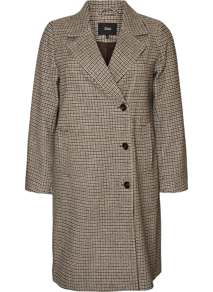 Manteau mi-long &agrave; carreaux, Marron, Packshot image number 0