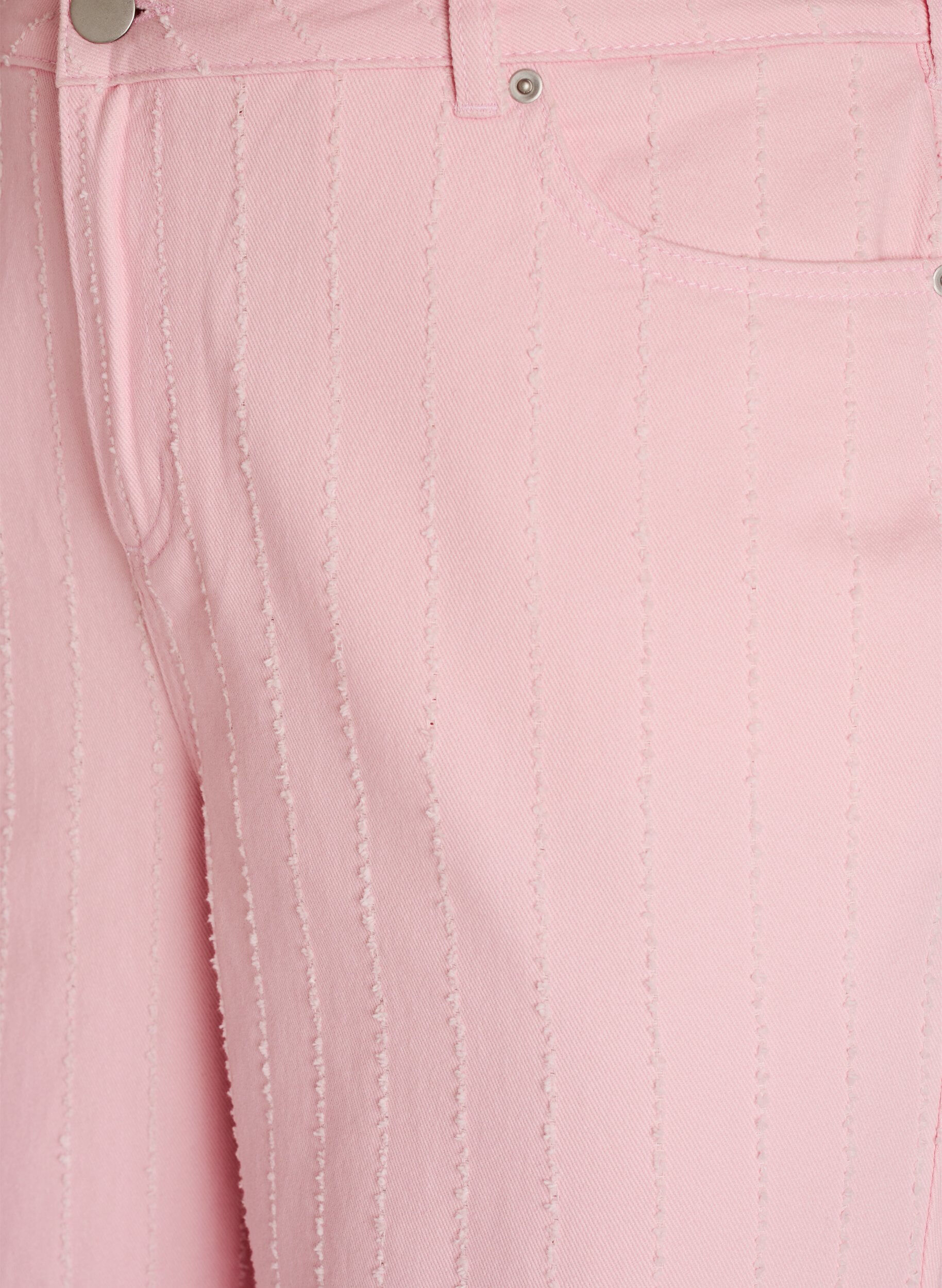 Zizzi Jean Myra coupe large en denim de couleur &agrave; motif textur&eacute;, Rose poudr&eacute;e, Packshot image number 2