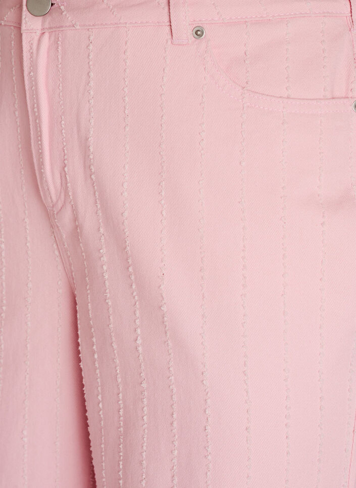 Jean Myra coupe large en denim de couleur &agrave; motif textur&eacute;, Rose poudr&eacute;e, Packshot image number 2