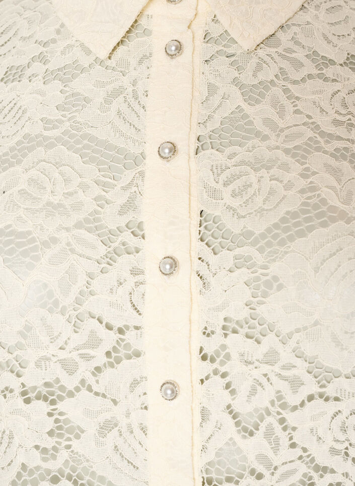 Chemise en dentelle avec boutons nacr&eacute;s, Vanille, Packshot image number 2
