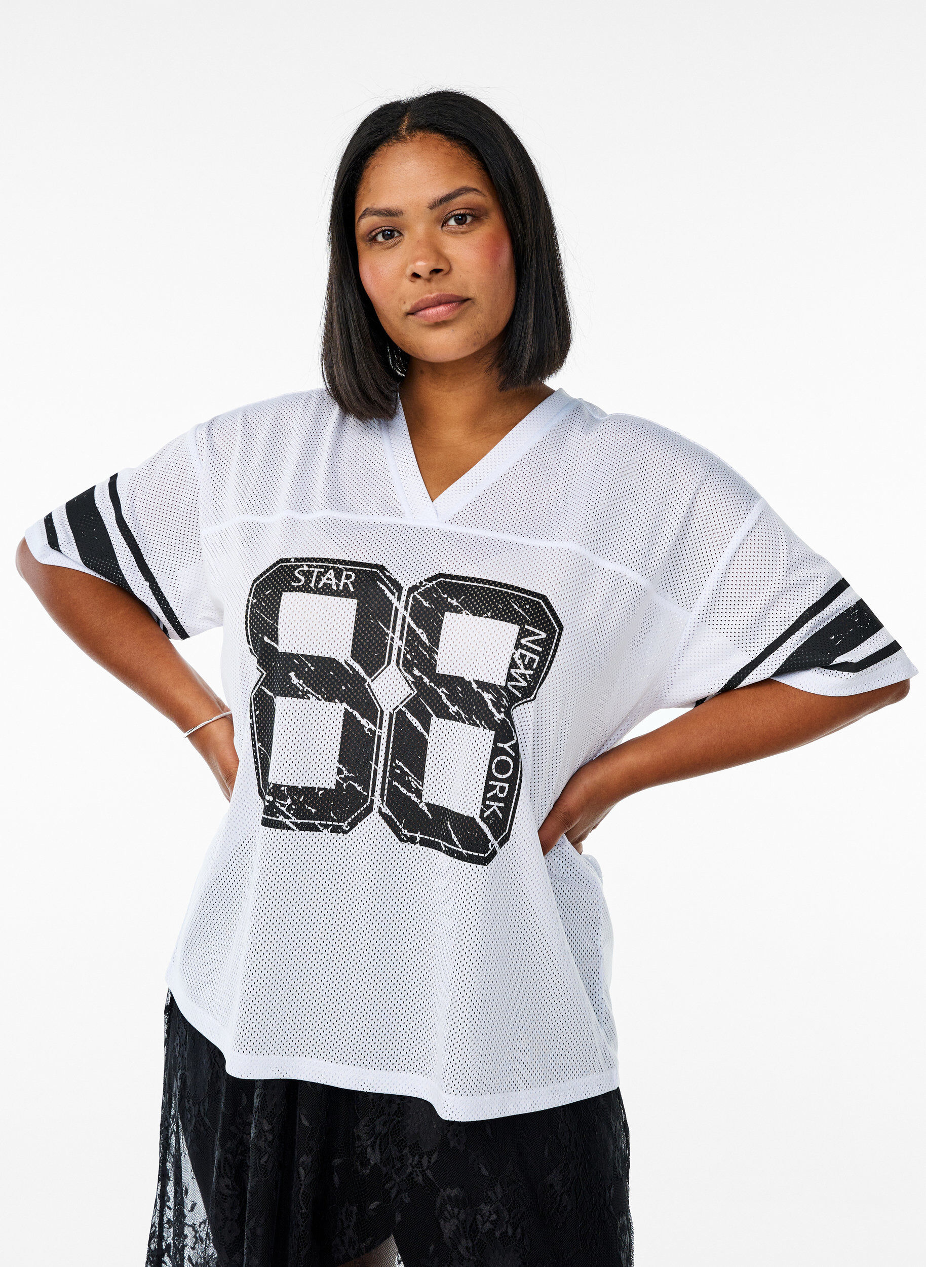 Zizzi T-shirt sport avec imprim&eacute; devant, White, Model image number 0