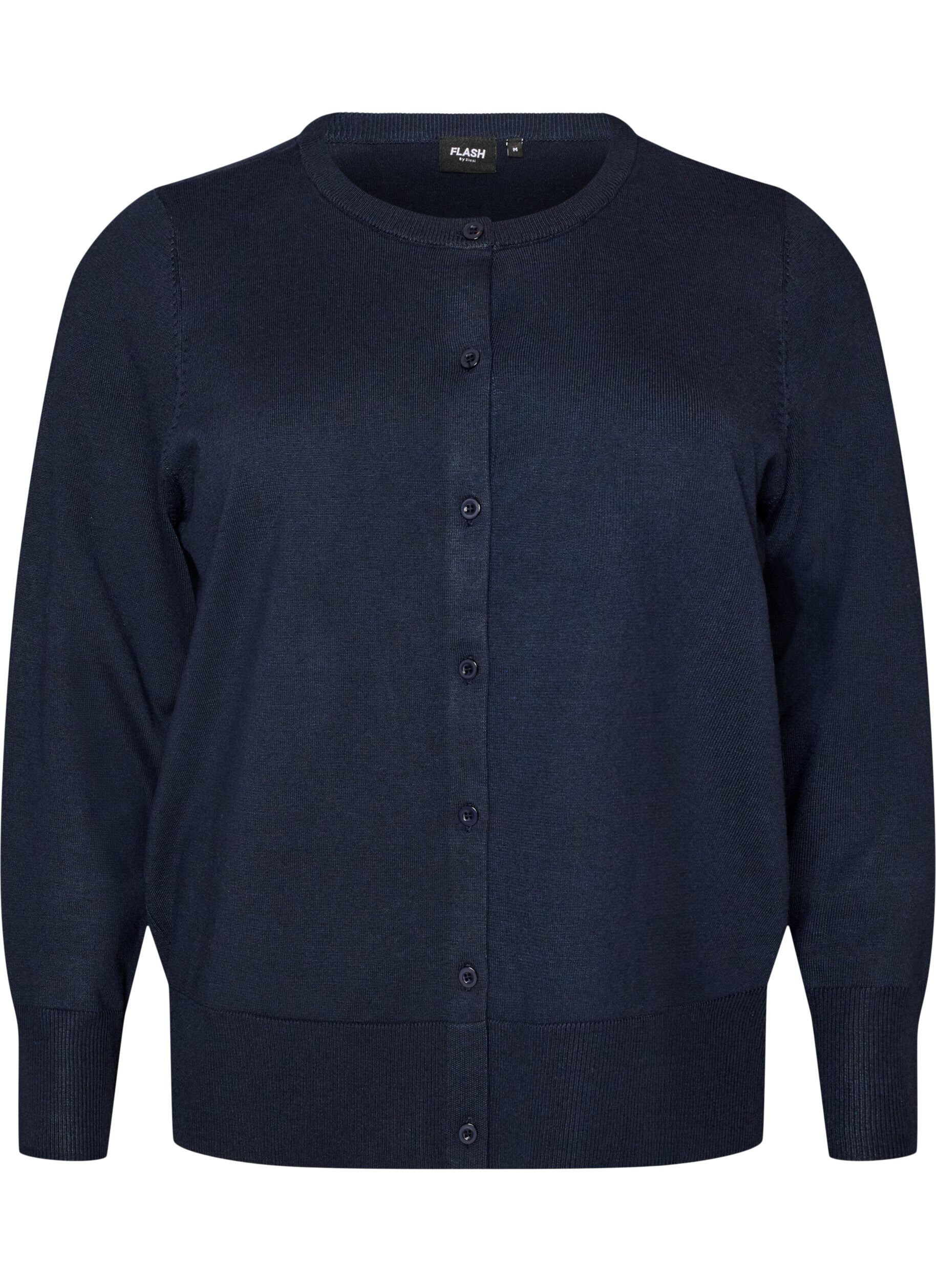 ZizziCardigan en maille fine avec col rond, Bleu, Packshot image number 0