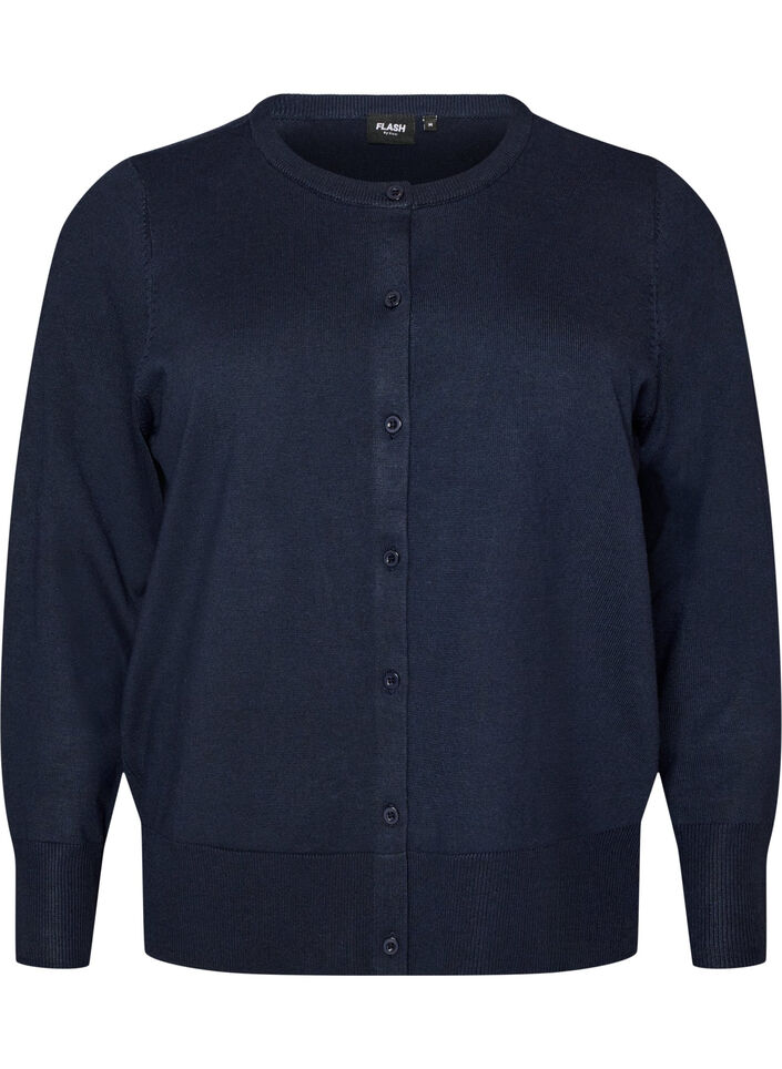 Cardigan en maille fine avec col rond, Bleu, Packshot image number 0