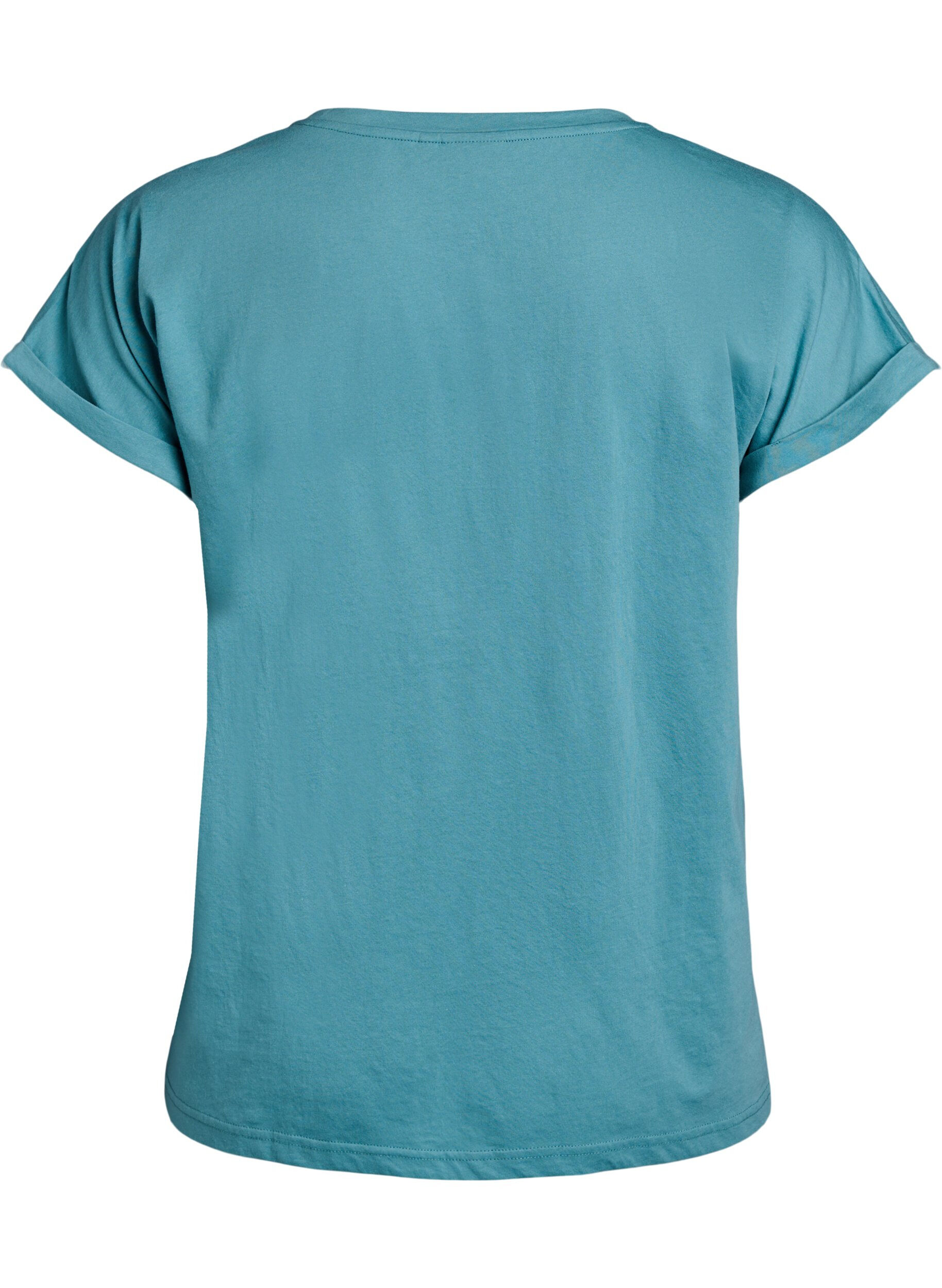 ZizziT-shirt &agrave; manches courtes en m&eacute;lange de coton, Bleu, Packshot image number 1