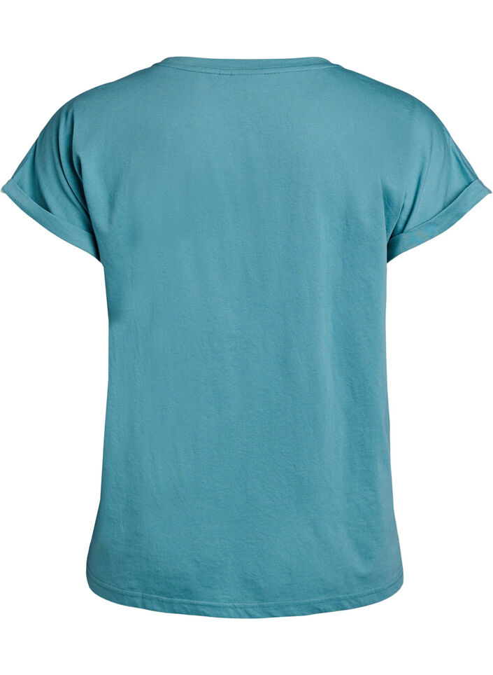 T-shirt &agrave; manches courtes en m&eacute;lange de coton, Bleu, Packshot image number 1