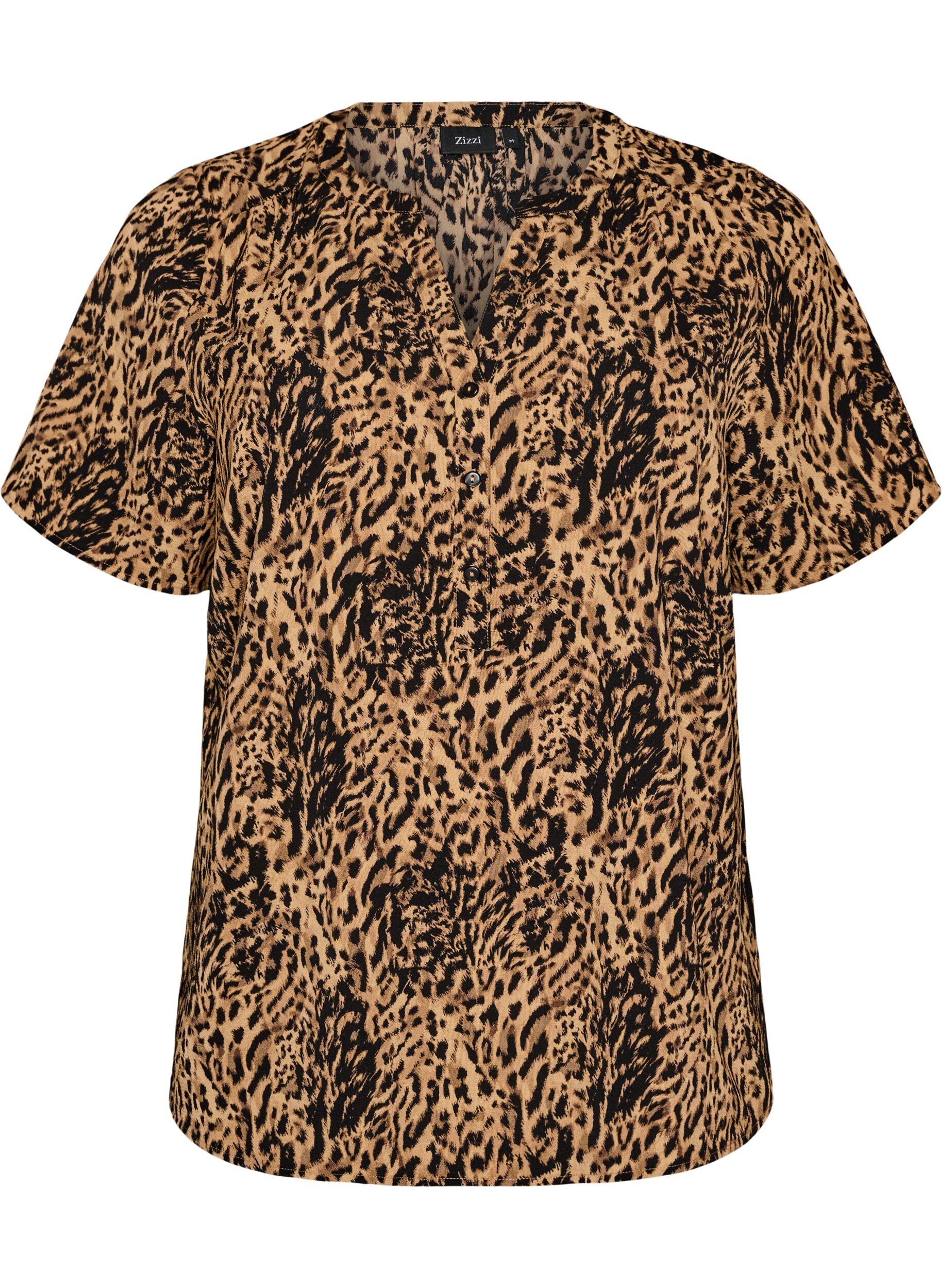 Zizzi Blouse &agrave; manches courtes et encolure en V, Marron, Packshot image number 0