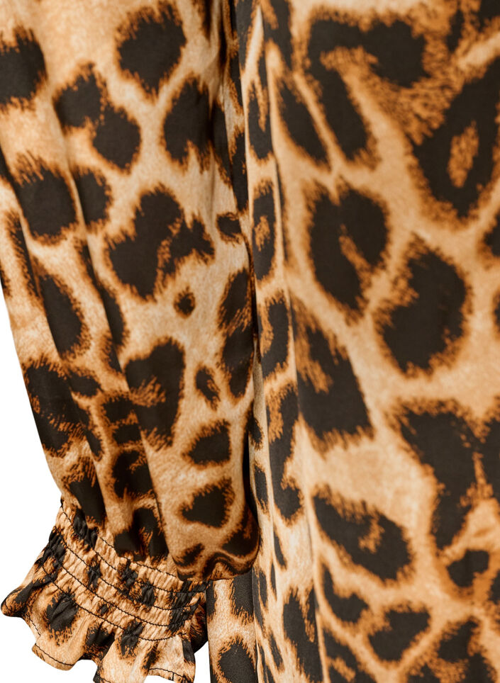 Robe &agrave; imprim&eacute; l&eacute;opard avec volants, Marron, Packshot image number 4