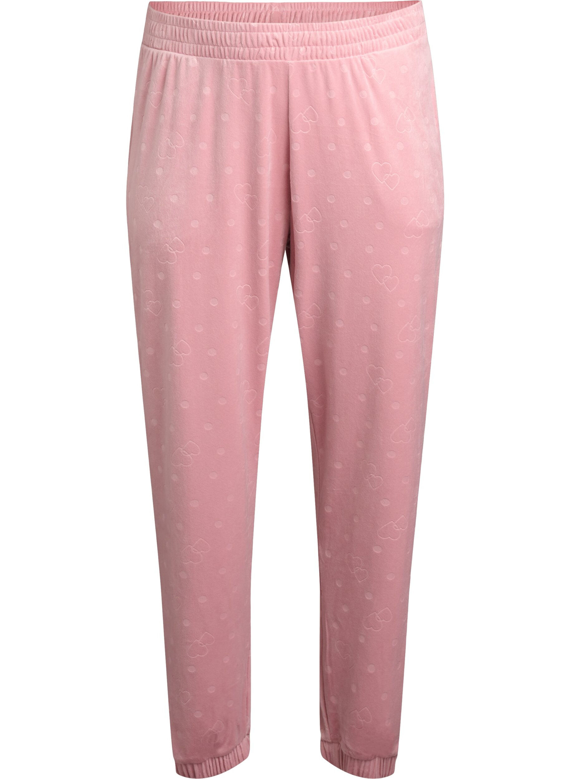 Zizzi Pantalon en velours &agrave; pois et c&oelig;urs, Rose, Packshot image number 0