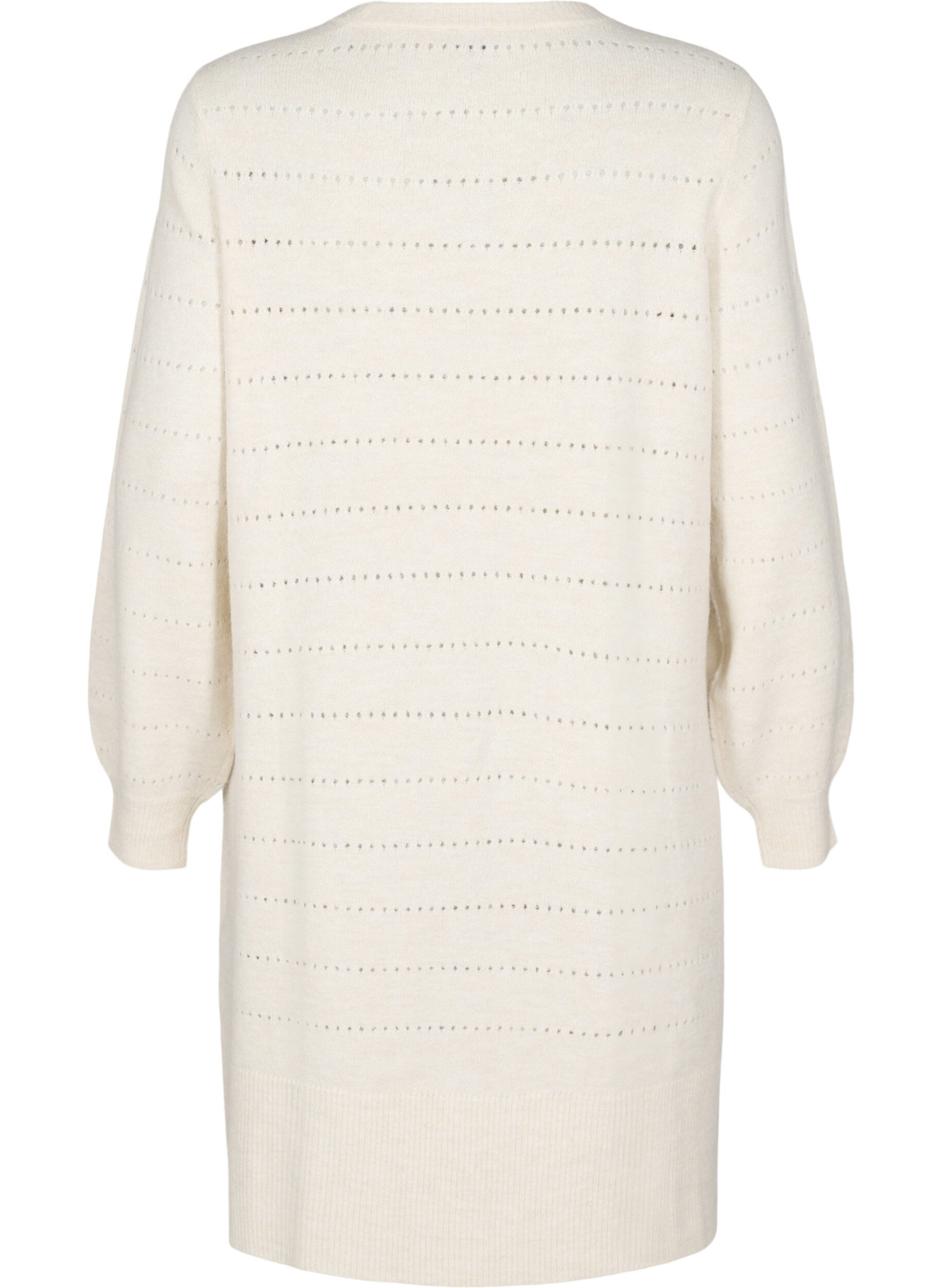 Zizzi Robe en maille &agrave; fentes et motifs en dentelle, Birch Mel., Packshot image number 1