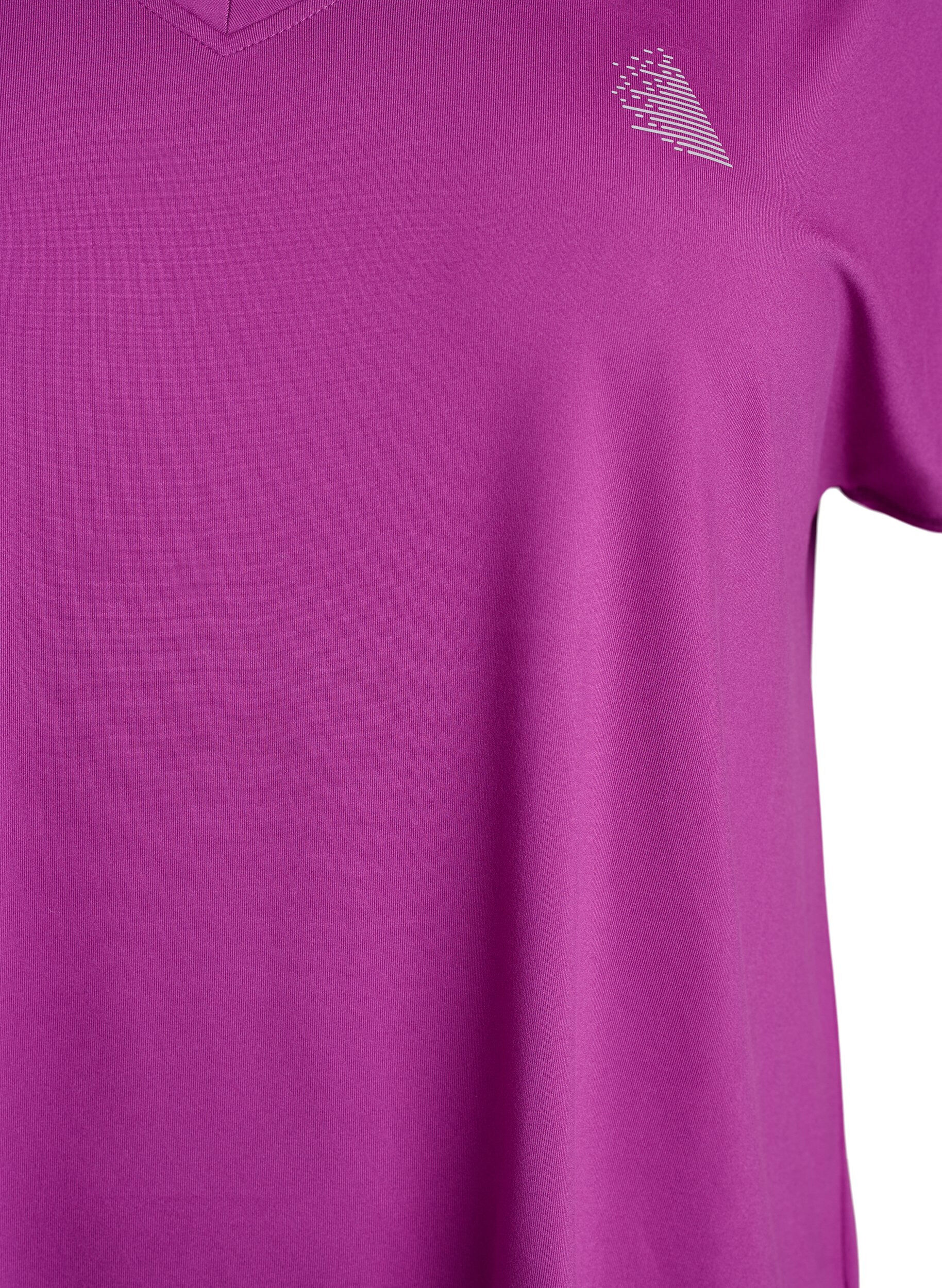 ZizziT-shirt de sport &agrave; manches courtes et col en V, Violet, Packshot image number 2