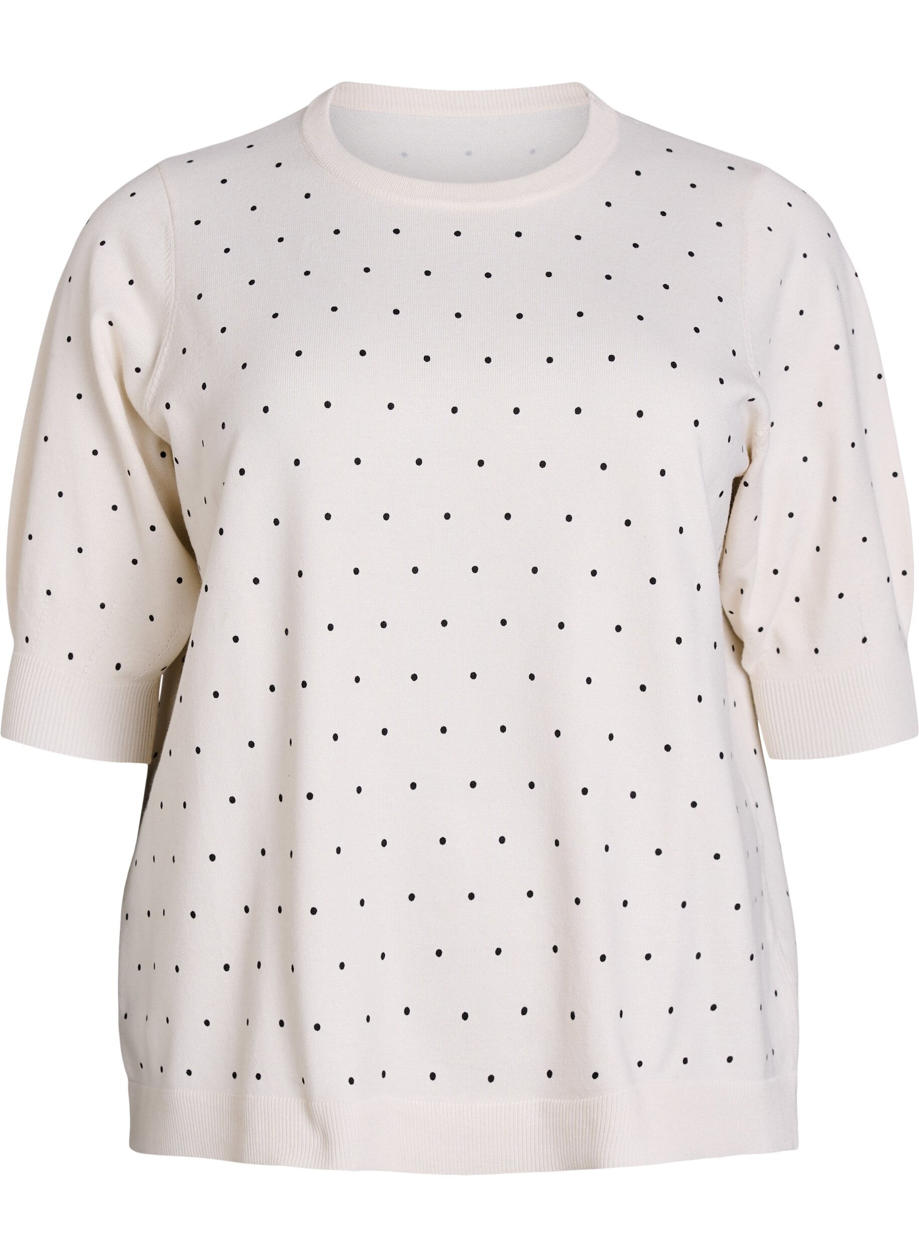 ZizziTop en maille &agrave; pois et manches courtes, Blanc, Packshot image number 0