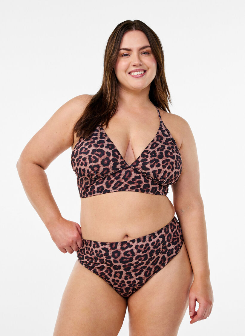 Culotte de bikini br&eacute;silienne imprim&eacute; l&eacute;opard, Beige, Model image number 0