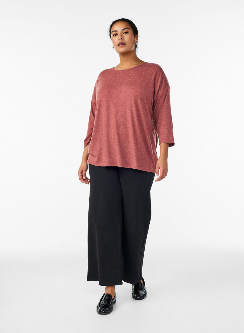 Blouse en jersey avec manches 3/4, Bordeaux, Model image number 1
