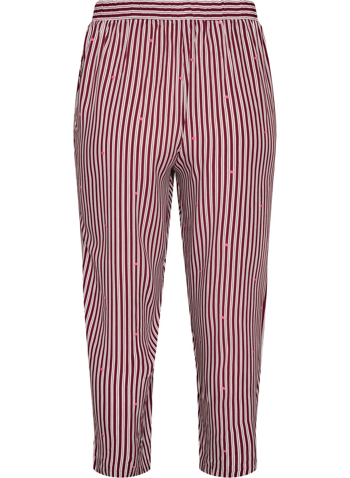 Pantalon de nuit ample &agrave; rayures et c&oelig;urs, Bordeaux fonc&eacute;, Packshot image number 1