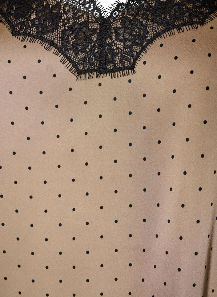 Top &agrave; fines bretelles avec dentelle et ourlet asym&eacute;trique, Beige, Packshot image number 2